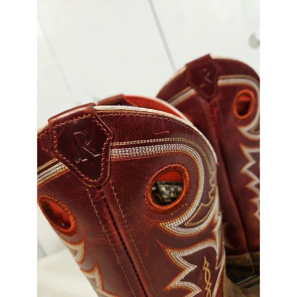 R. Watson Hazel Bay Square Toe Boots Men's‎ 9.5D Boots RW1002-Red/Brown